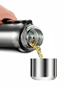 Термос туристический 2 литра для чая металлический с кружкой и ситечком Огонек OG-TRD06